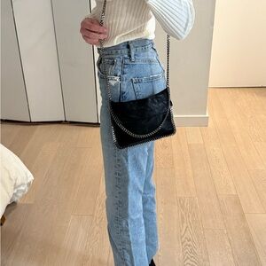 Stella McCartney black small crossbody bag with chain / clutch